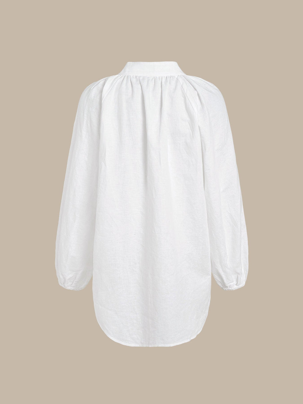 White Cotton-Linen Decorative Button Blouse