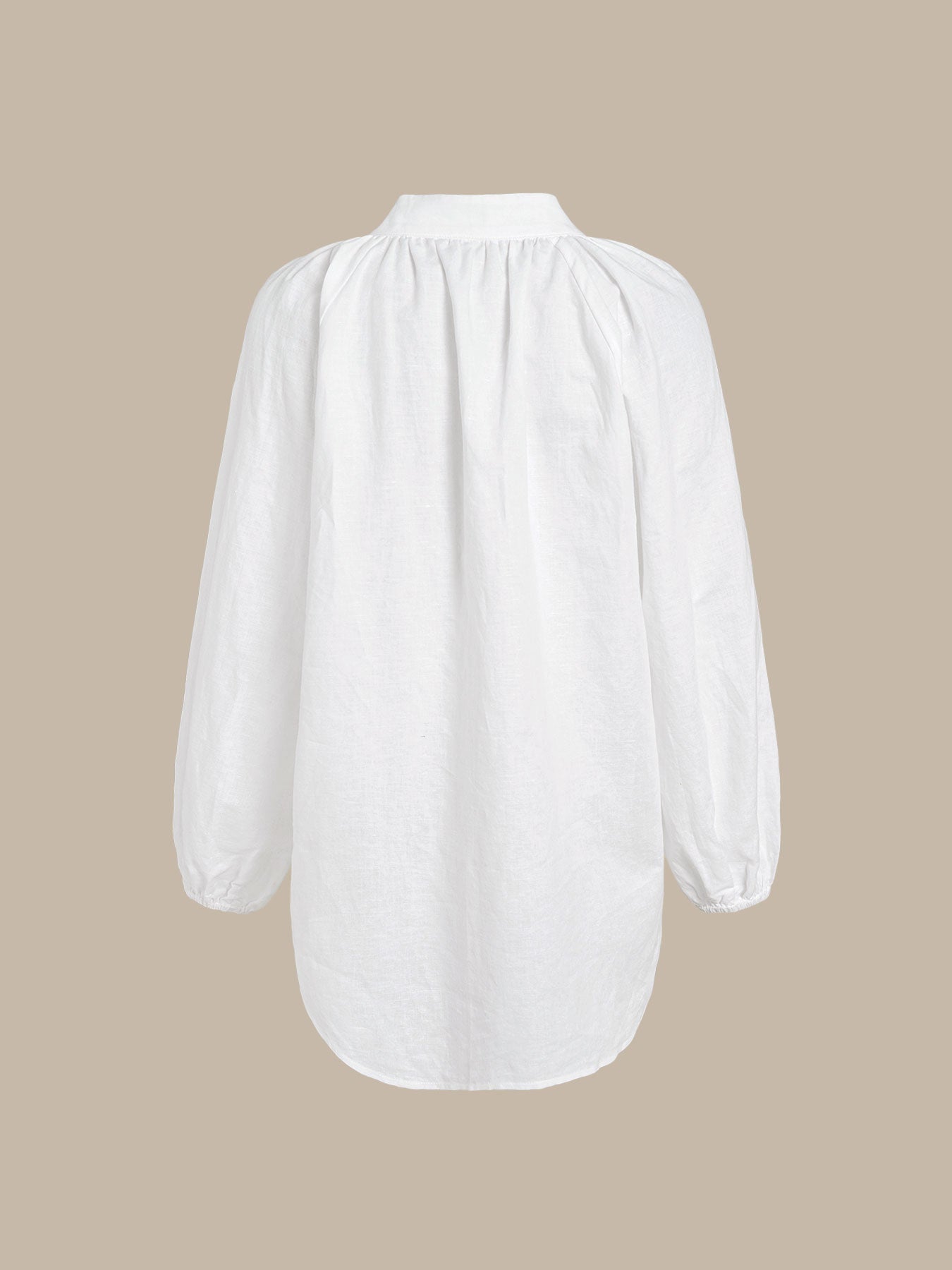 White Cotton-Linen Decorative Button Blouse
