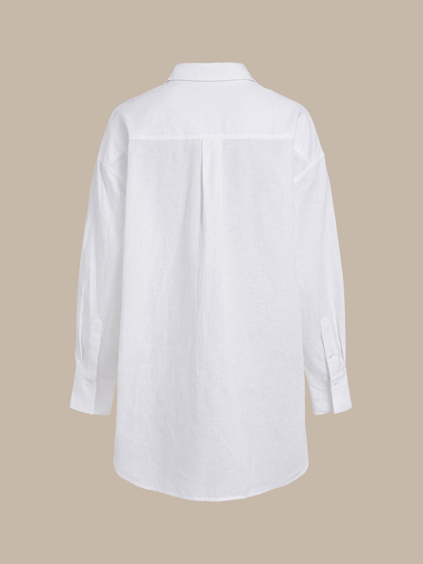 White Cotton-Linen Cover-up Shirt