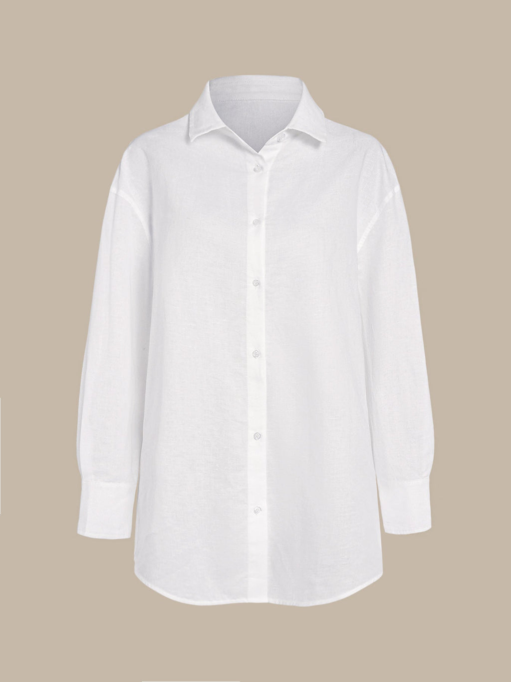 White Cotton-Linen Cover-up Shirt