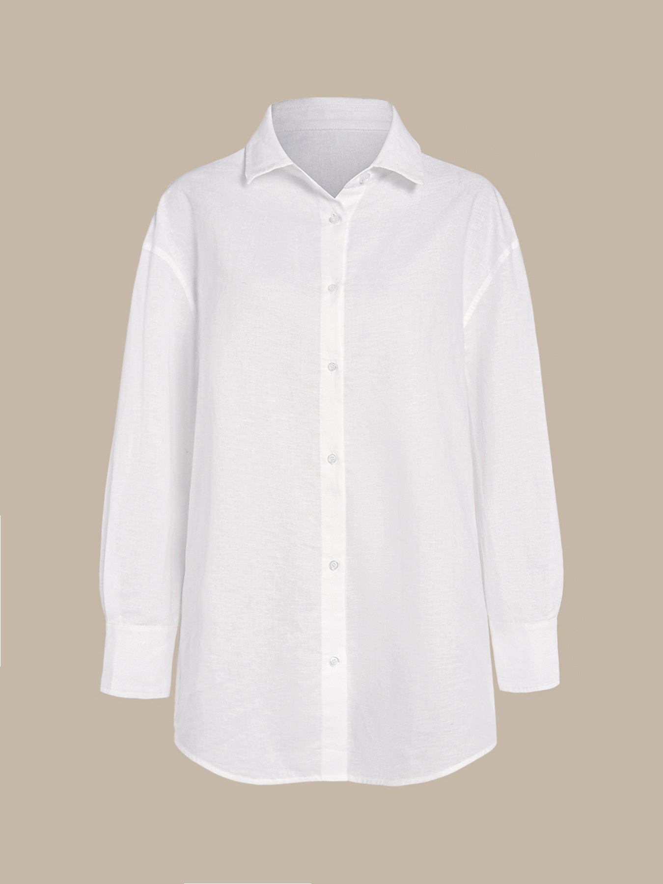 White Cotton-Linen Cover-up Shirt