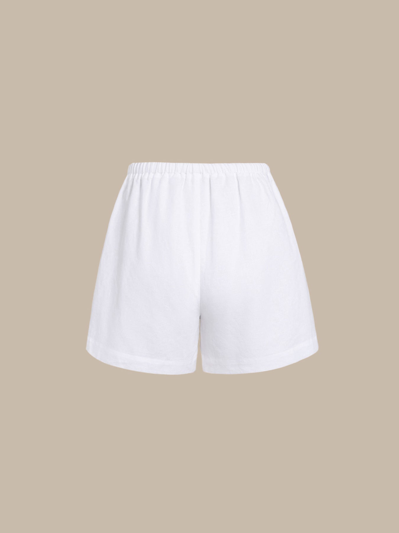 White Cotton-Linen Cover-Up Shorts