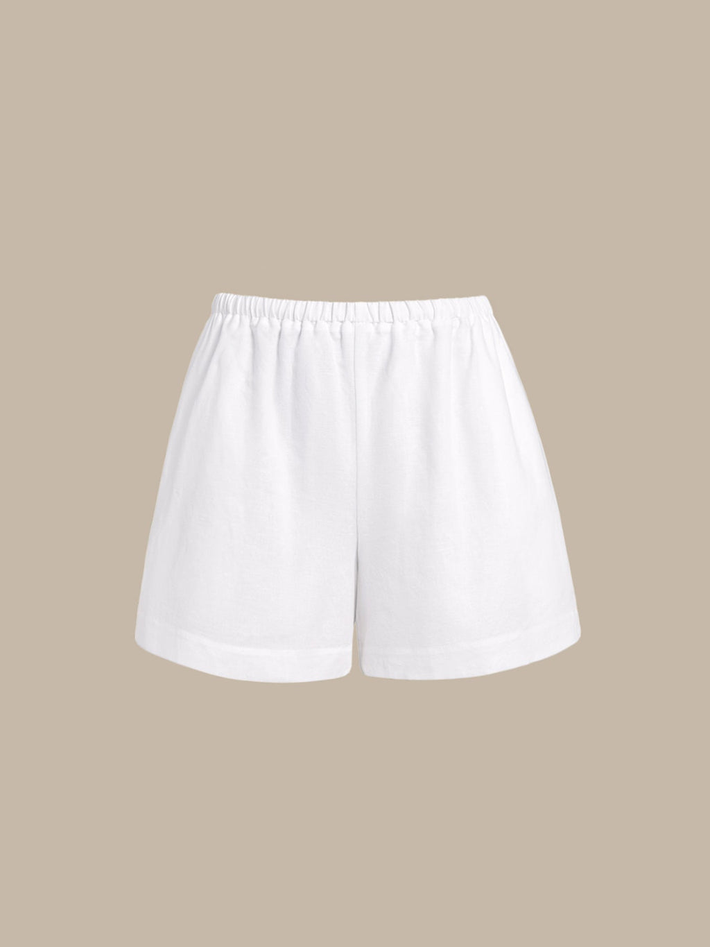 White Cotton-Linen Cover-Up Shorts