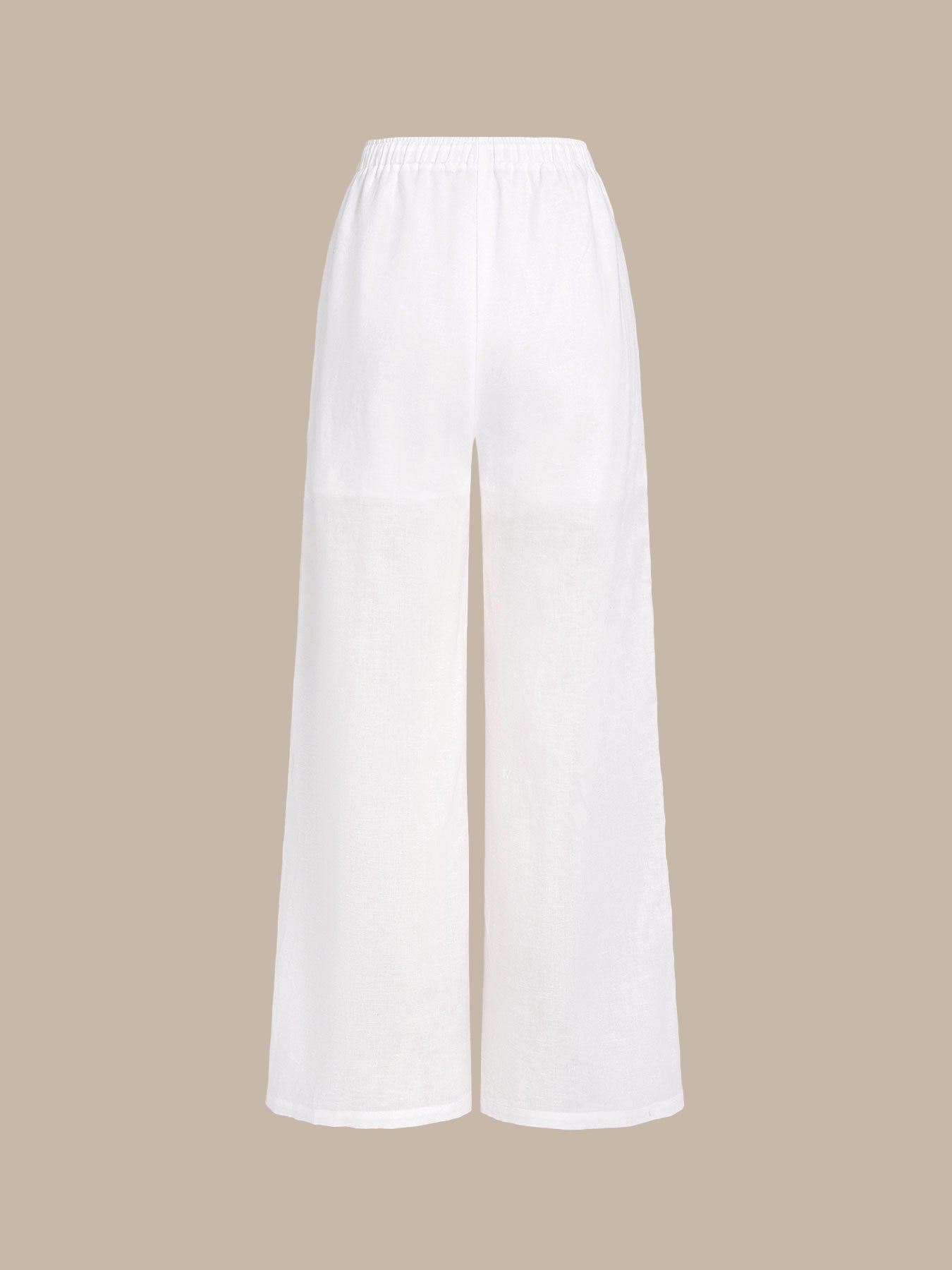 White Cotton-Linen Wide-Leg Cover-Up Pants