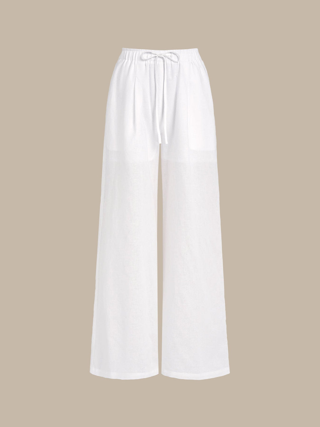 White Cotton-Linen Wide-Leg Cover-Up Pants