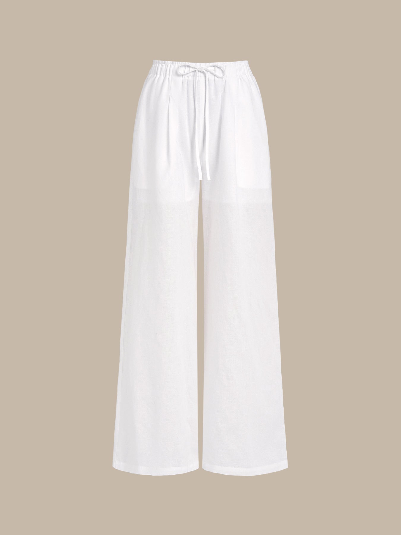 White Cotton-Linen Wide-Leg Cover-Up Pants