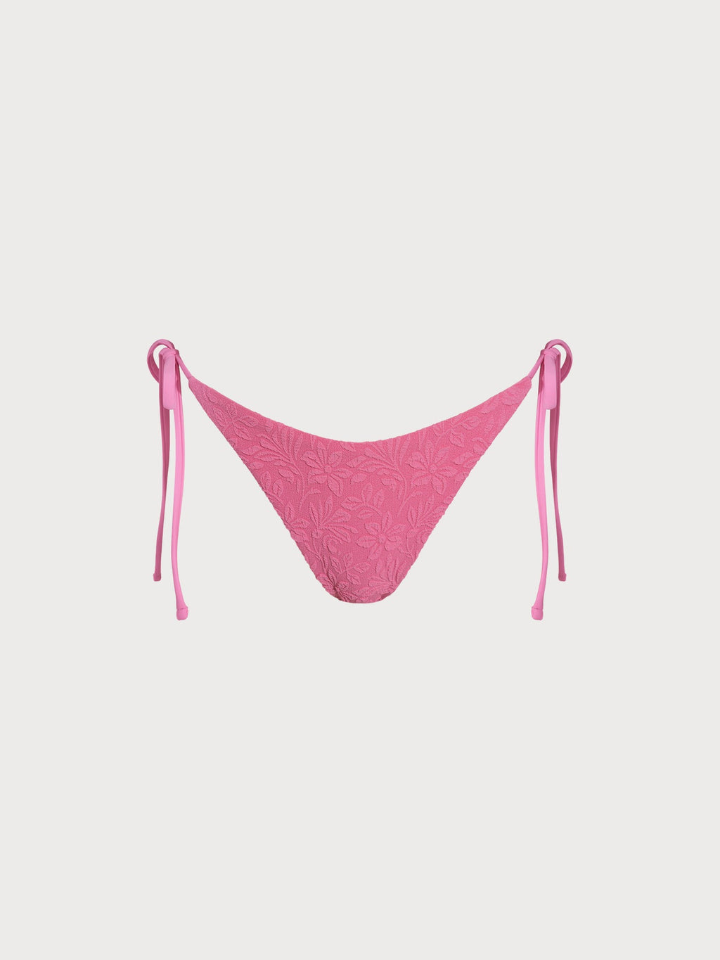 Pink Floral Jacquard Tie Bikini Bottom