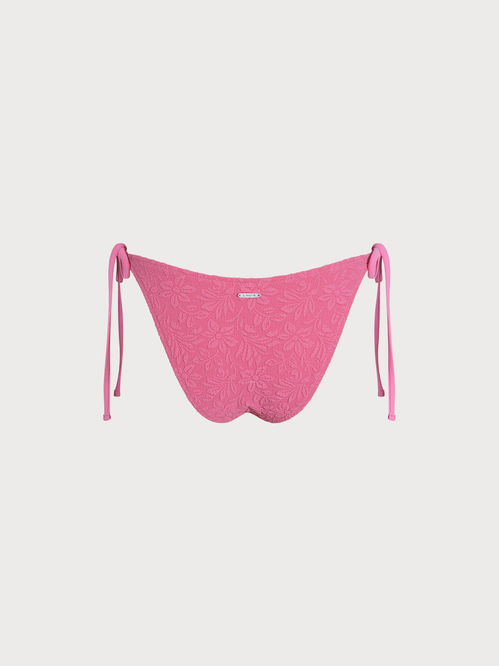 Pink Floral Jacquard Tie Bikini Bottom