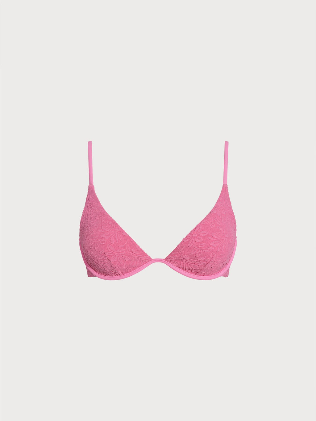 Pink Jacquard Underwire Triangle Bikini Top