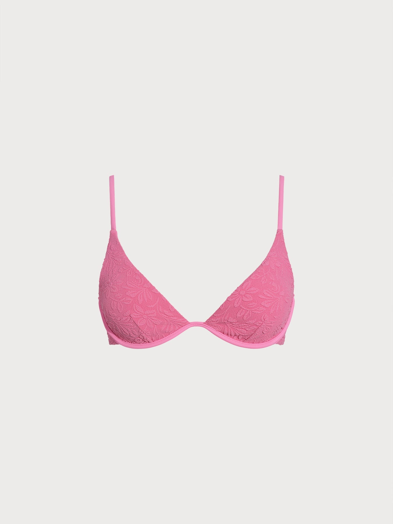 Pink Jacquard Underwire Triangle Bikini Top