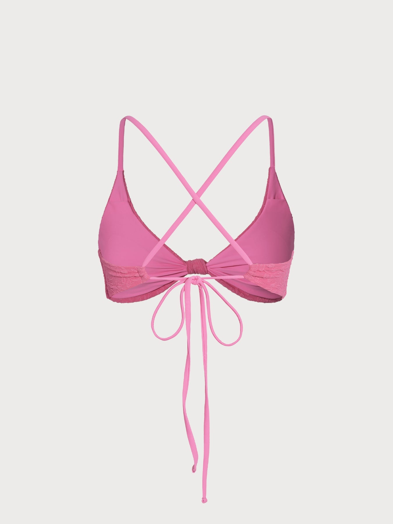 Pink Floral Jacquard Knot Bikini Top