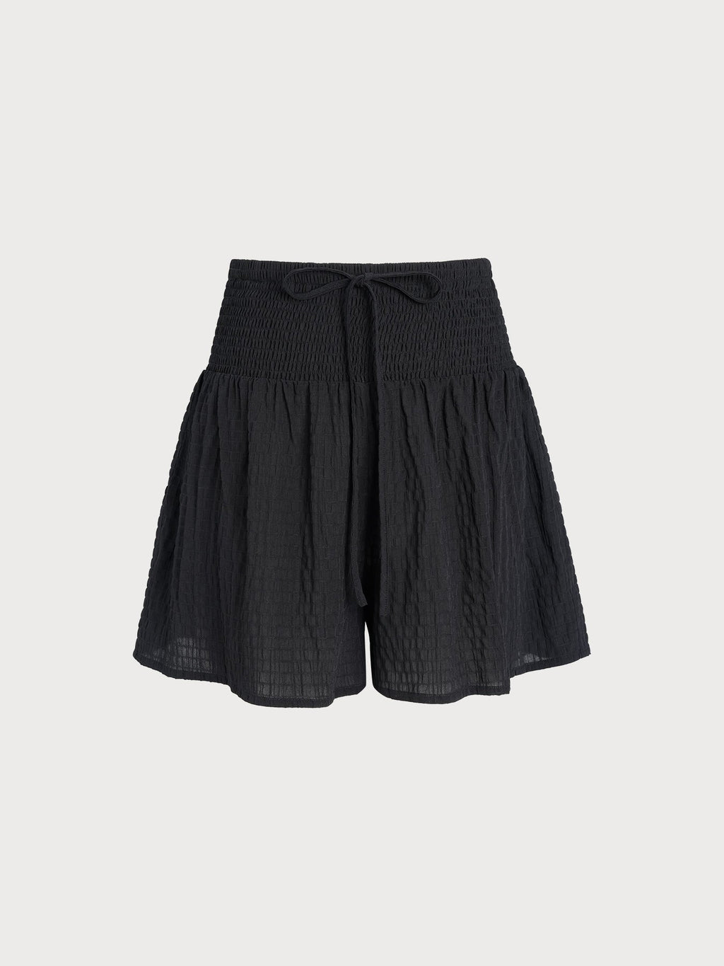 Black Textured High-Waisted Cover-Up Shorts