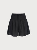 Black Textured High-Waisted Cover-Up Shorts