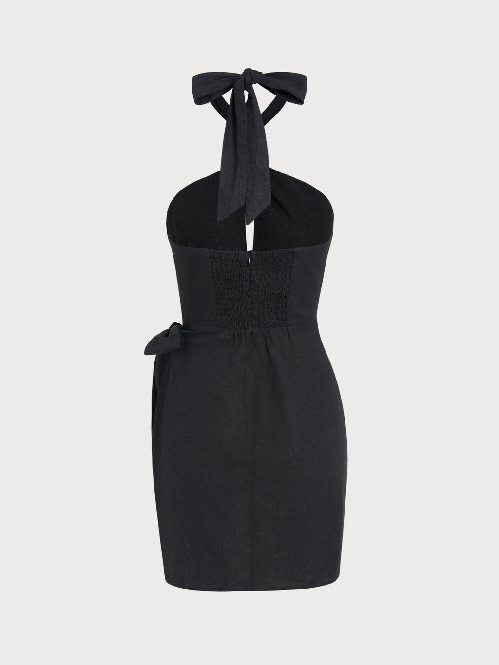 Black Halter Tortoise Accent Cutout Wrap Dress