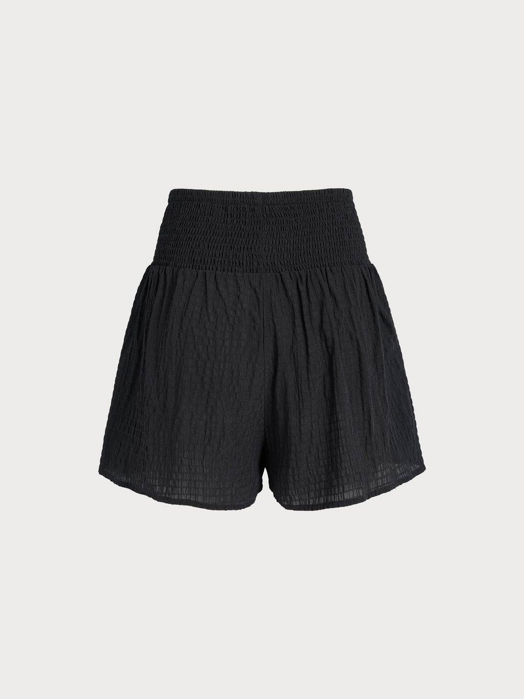 Black Textured High-Waisted Cover-Up Shorts