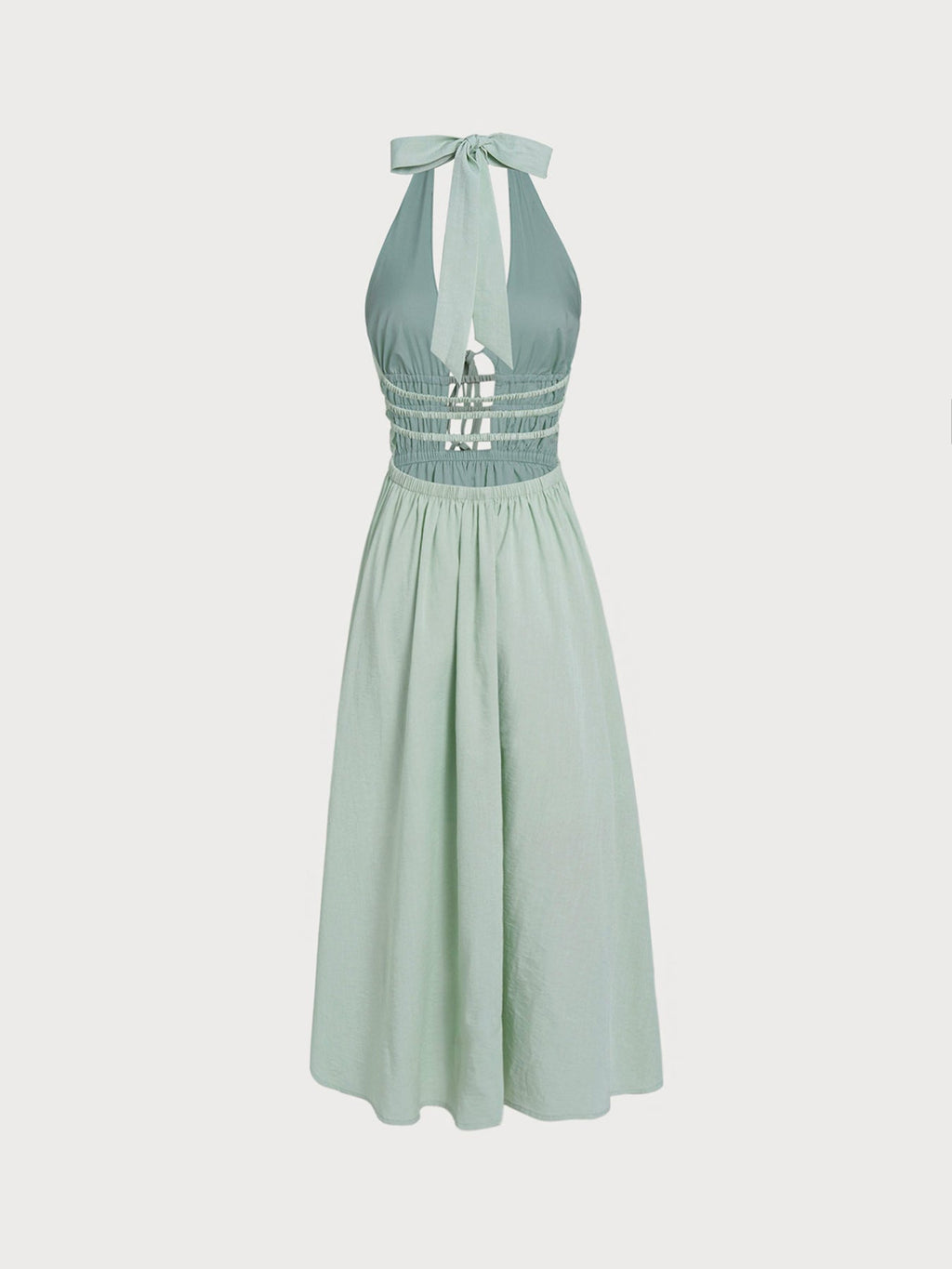 Light Green Cutout Halter Maxi Beach Dress