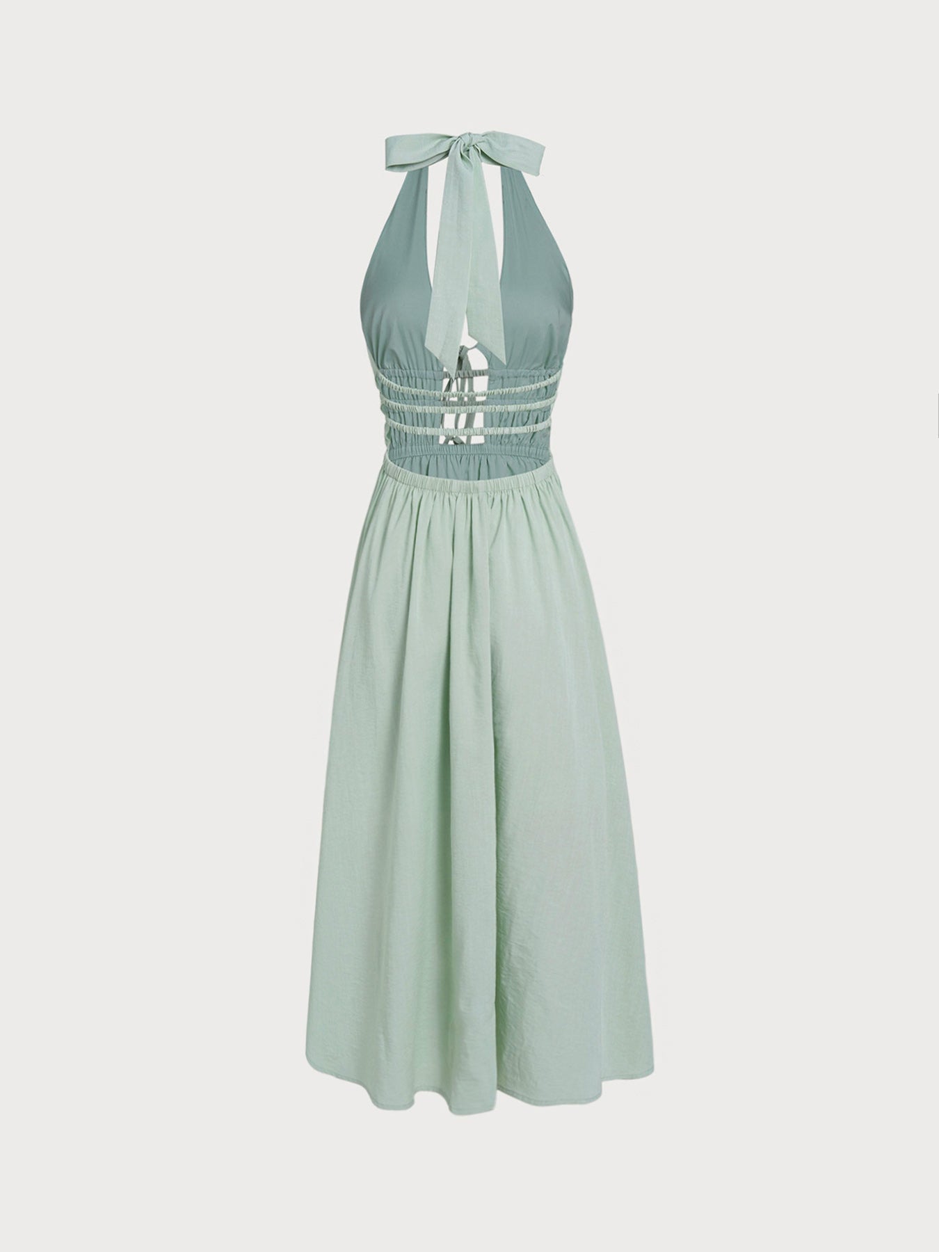Light Green Cutout Halter Maxi Beach Dress