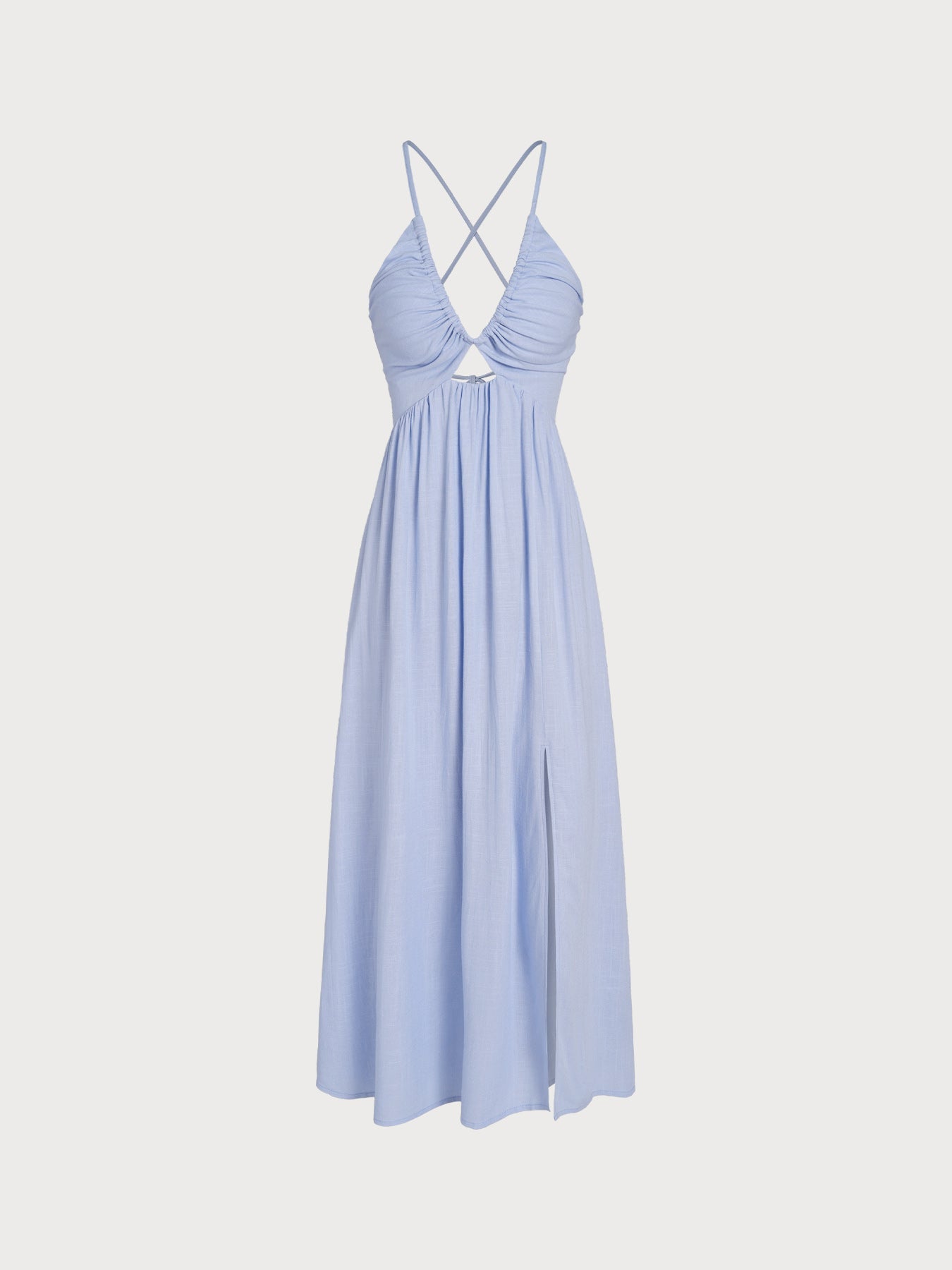 Blue Crisscross Halter Cutout Beach Dress