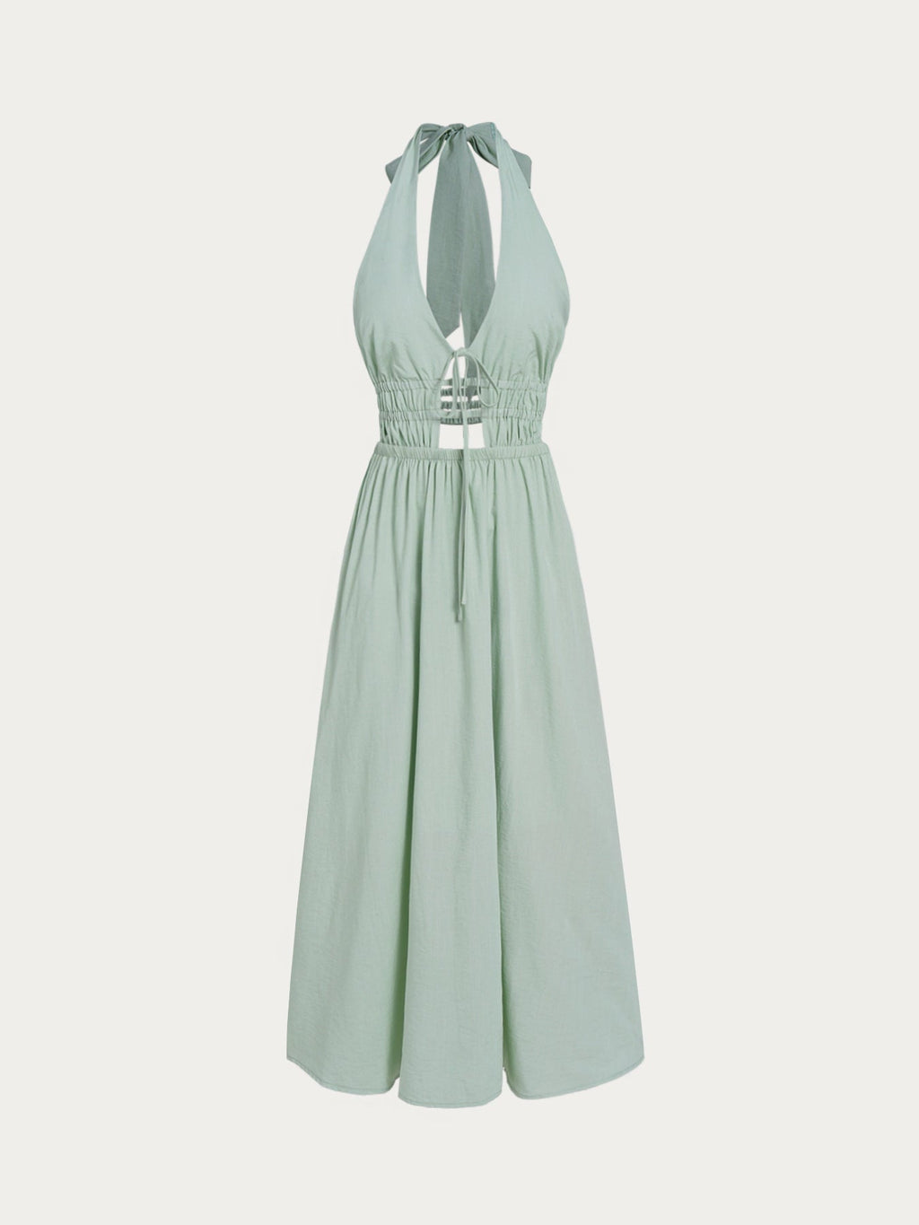 Light Green Cutout Halter Maxi Beach Dress