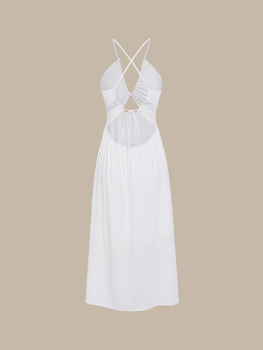 White Crisscross Halter Cutout Beach Dress