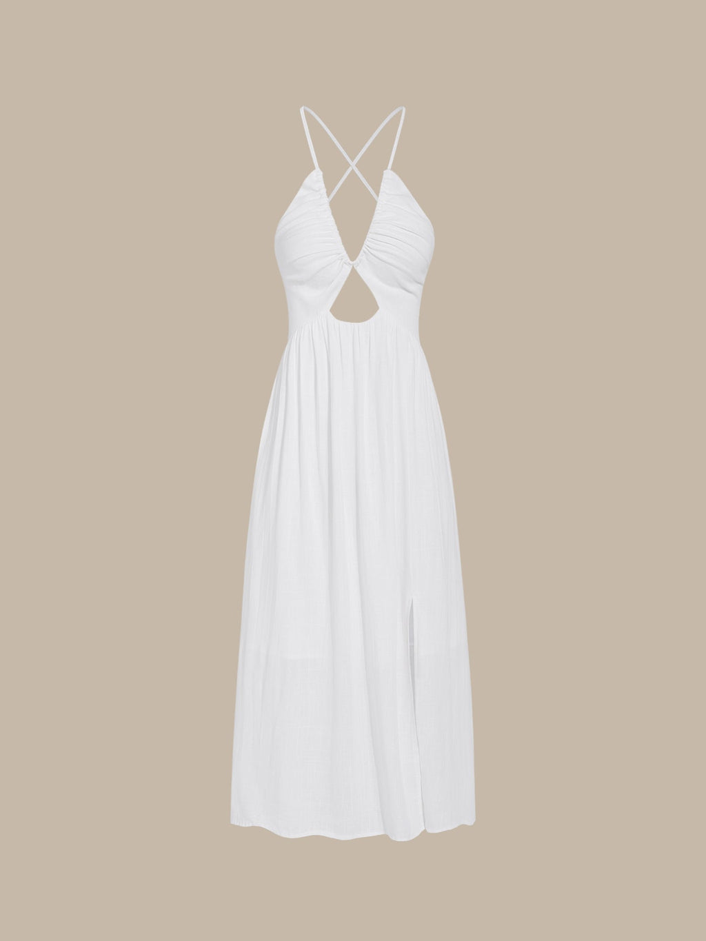 White Crisscross Halter Cutout Beach Dress
