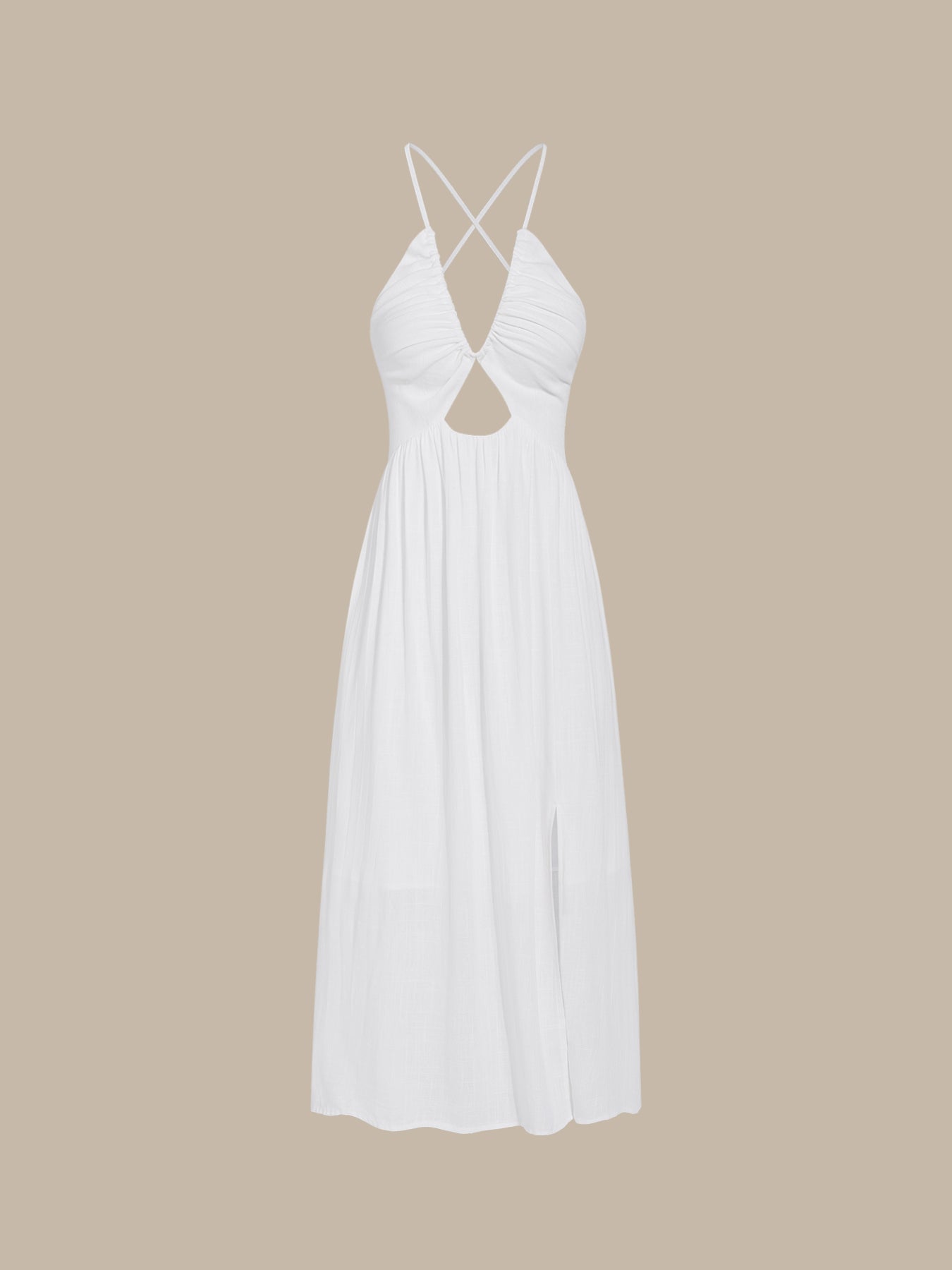White Crisscross Halter Cutout Beach Dress